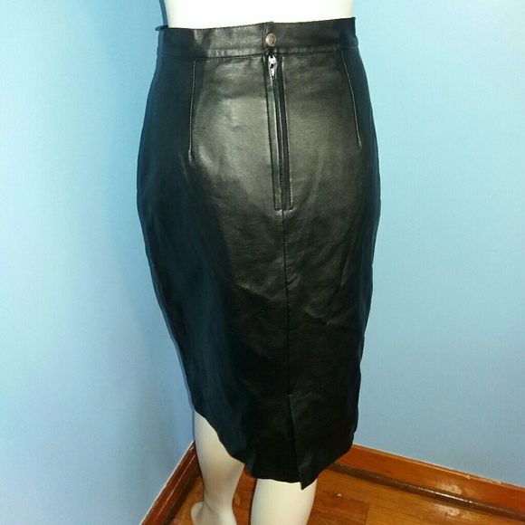 Helium Authentique Black Faux Leather Pencil Skirt - Picture 2 of 6